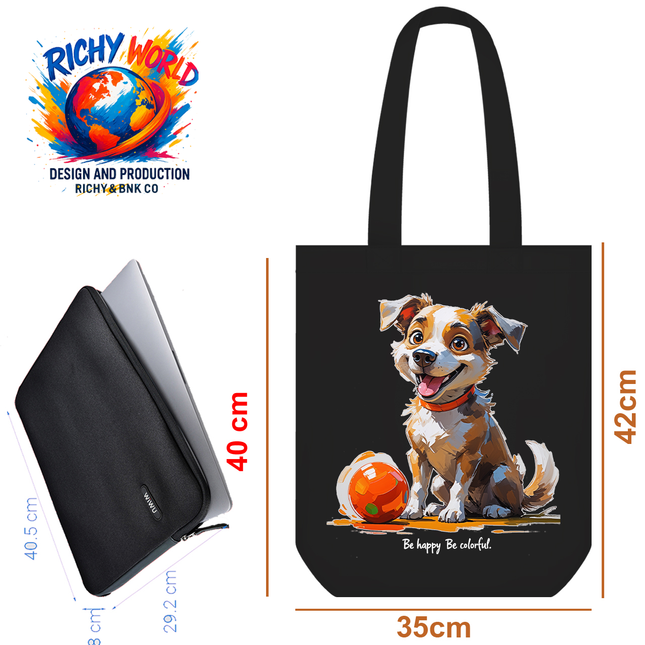 Playful Puppy - Dog Tote Bag – Eco Canvas