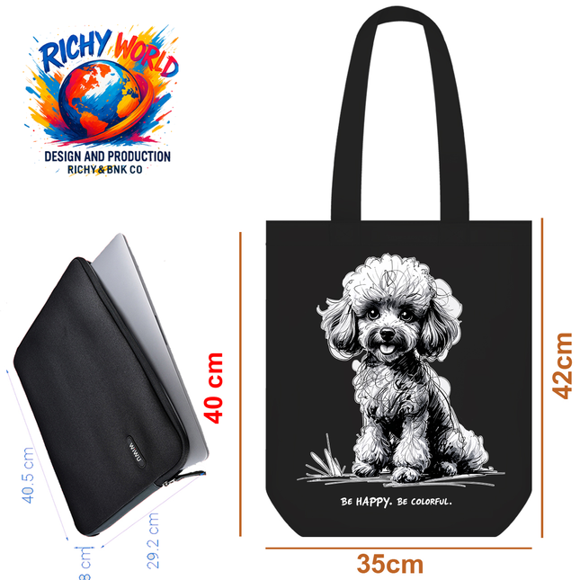 Happy Poodle - Dog Tote Bag – Eco Canvas