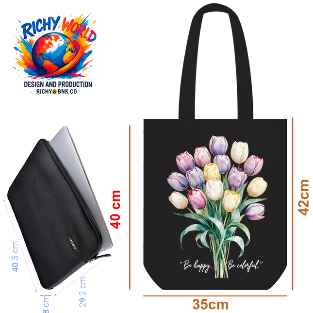 Rainbow Tulips - Flower Tote Bag – Eco Canvas