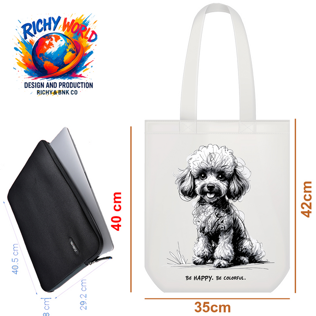 Happy Poodle - Dog Tote Bag – Eco Canvas