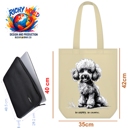 Happy Poodle - Dog Tote Bag – Eco Canvas