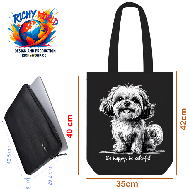 Happy Shih Tzu - Dog Tote Bag – Eco Canvas