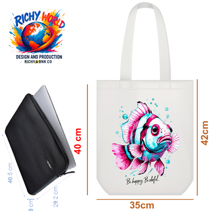 Clown Fish - Tote Bag (Black, White, Beige) – Eco Canvas
