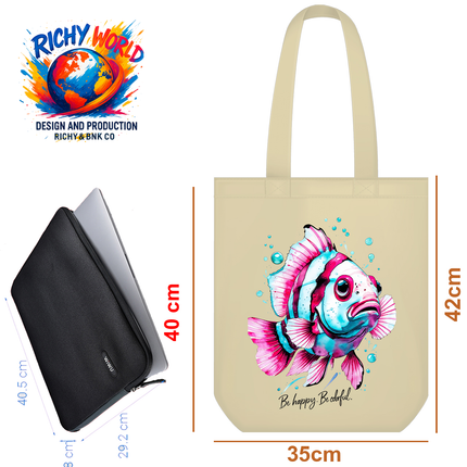 Clown Fish - Tote Bag (Black, White, Beige) – Eco Canvas