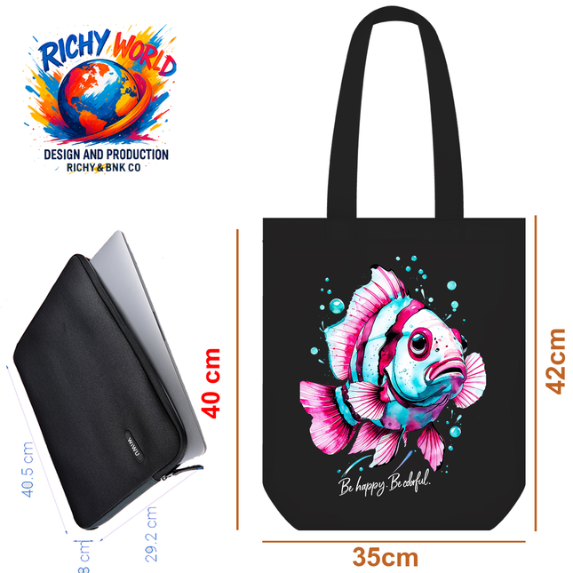 Clown Fish - Tote Bag (Black, White, Beige) – Eco Canvas