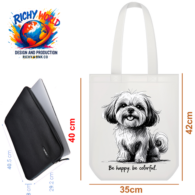 Happy Shih Tzu - Dog Tote Bag – Eco Canvas