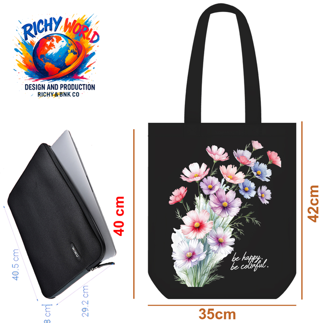 Cosmos Whispers - Flower Tote Bag – Eco Canvas