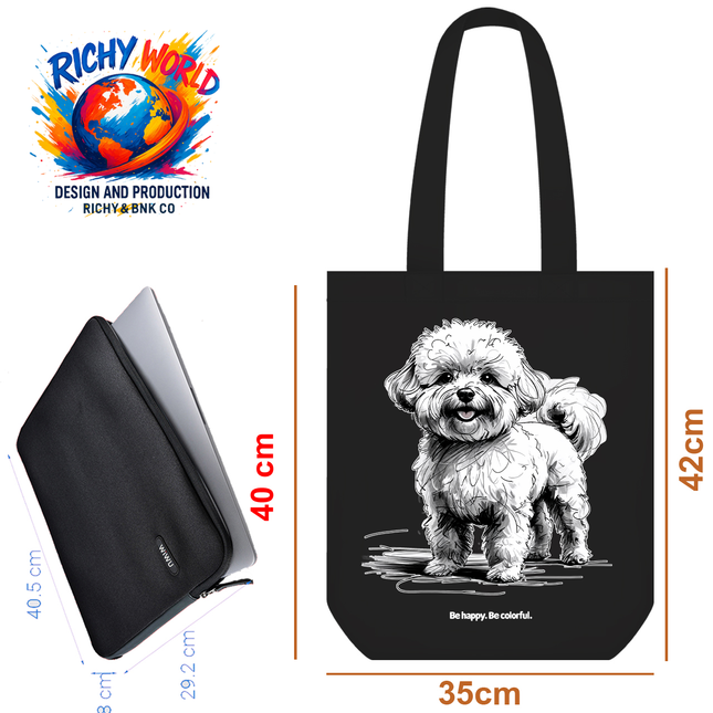Happy Bichon - Dog Tote Bag – Eco Canvas