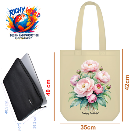 Peony Pink - Flower Tote Bag – Eco Canvas