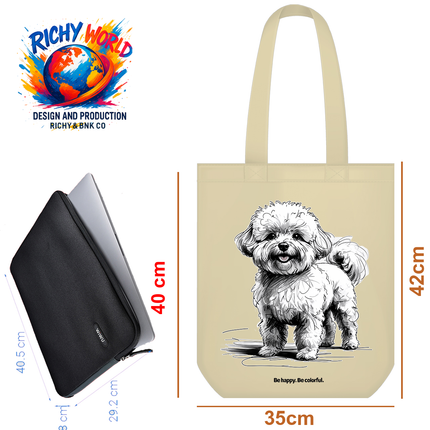 Happy Bichon - Dog Tote Bag – Eco Canvas