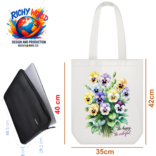 Pansy Garden Style 1 - Flower Tote Bag – Eco Canvas