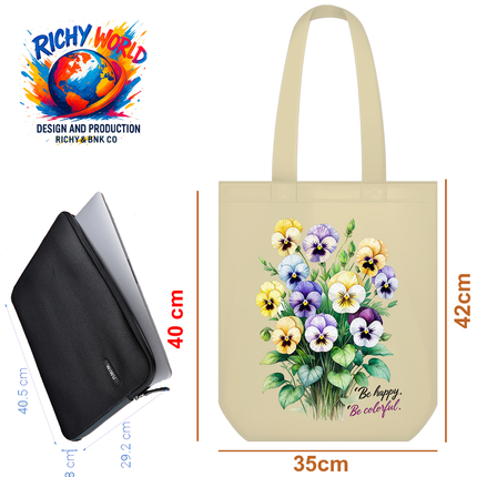 Pansy Garden Style 1 - Flower Tote Bag – Eco Canvas