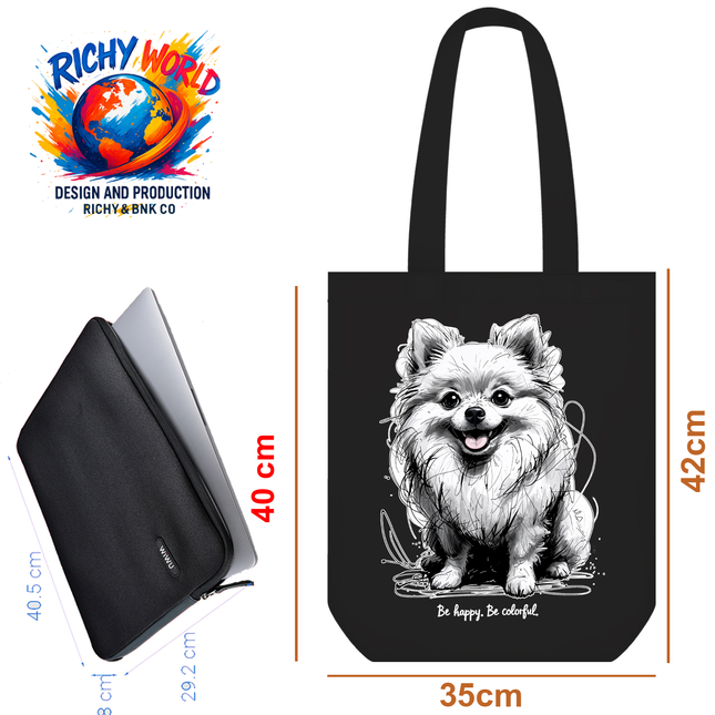 Happy Pomeranian - Dog Tote Bag – Eco Canvas