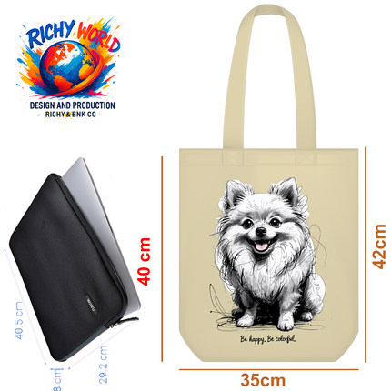 Happy Pomeranian - Dog Tote Bag – Eco Canvas