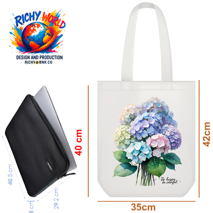 Colorful Hydrangea - Flower Tote Bag – Eco Canvas