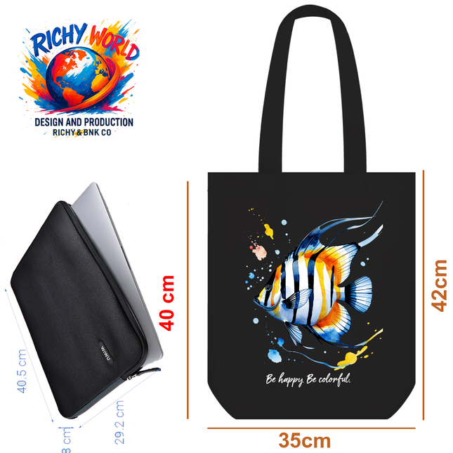 Butterfly Fish Abyss - Tote Bag Style - Eco Canvas