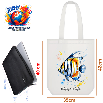 Butterfly Fish Abyss - Tote Bag Style - Eco Canvas