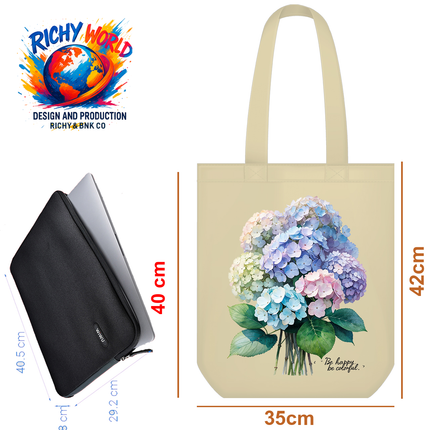 Colorful Hydrangea - Flower Tote Bag – Eco Canvas