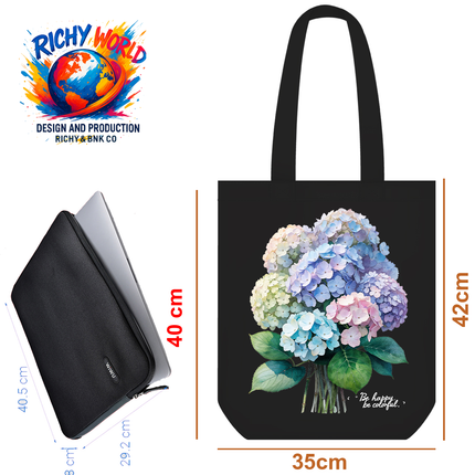 Colorful Hydrangea - Flower Tote Bag – Eco Canvas