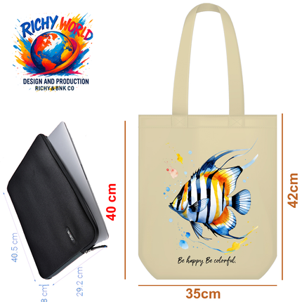 Butterfly Fish Abyss - Tote Bag Style - Eco Canvas