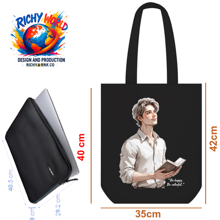 The Man with a book - Lifestyle Bag Tote – Eco Canvas