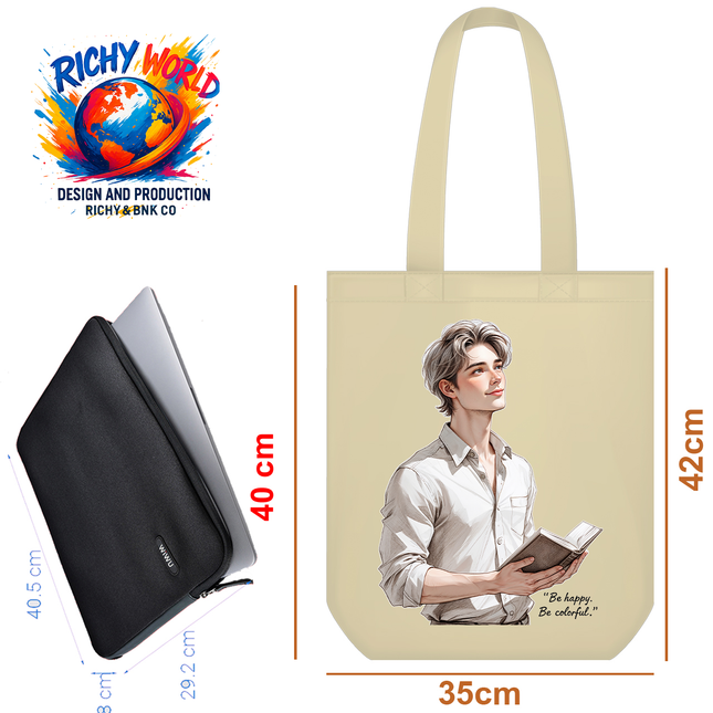 The Man with a book - Lifestyle Bag Tote – Eco Canvas