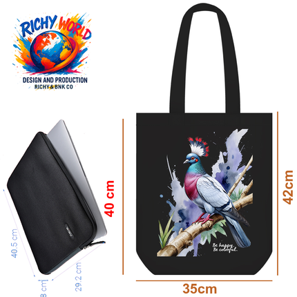 Colorful Pigeon - Bird Tote Bag – Eco Canvas