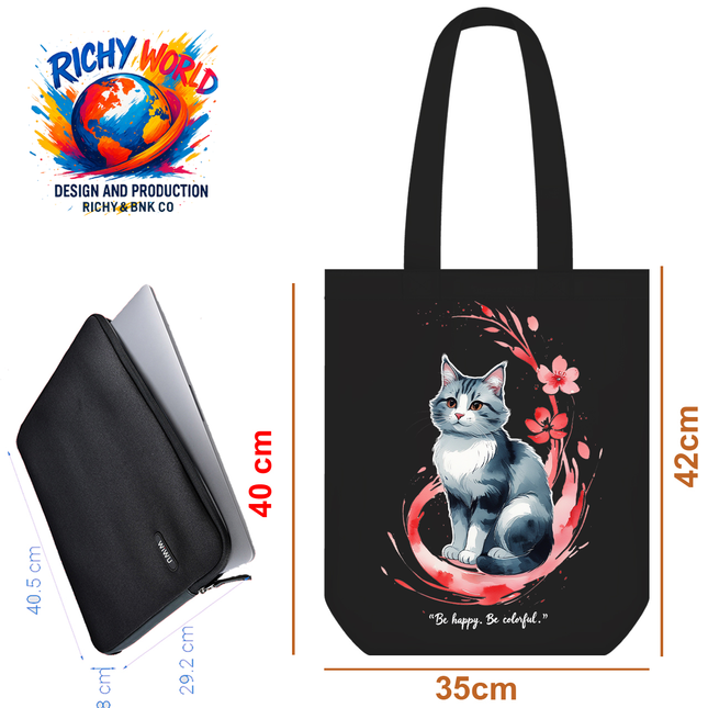 Sakura Spirit - Cat Tote Bag – Eco Canvas