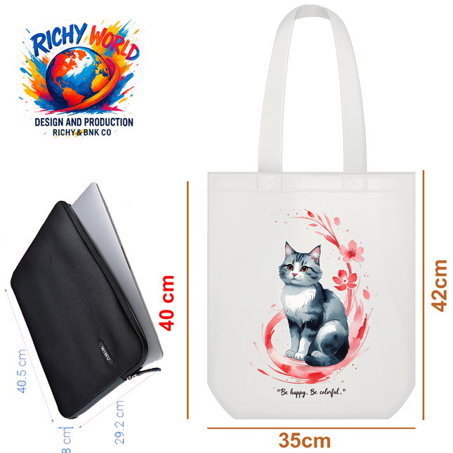 Sakura Spirit - Cat Tote Bag – Eco Canvas