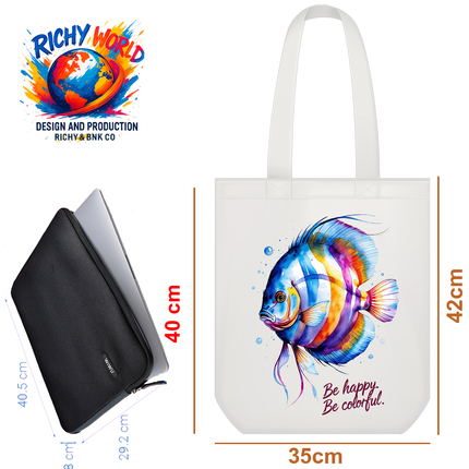Discus Fish - Tote Bag – Eco Canvas (White, Black, Beige color)