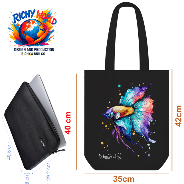 Beta Fish Colorful - Tote Bag  – Eco Canvas