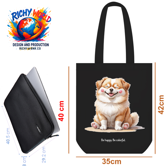 Cheeky Corgi Happy - Dog Tote Bag – Eco Canvas