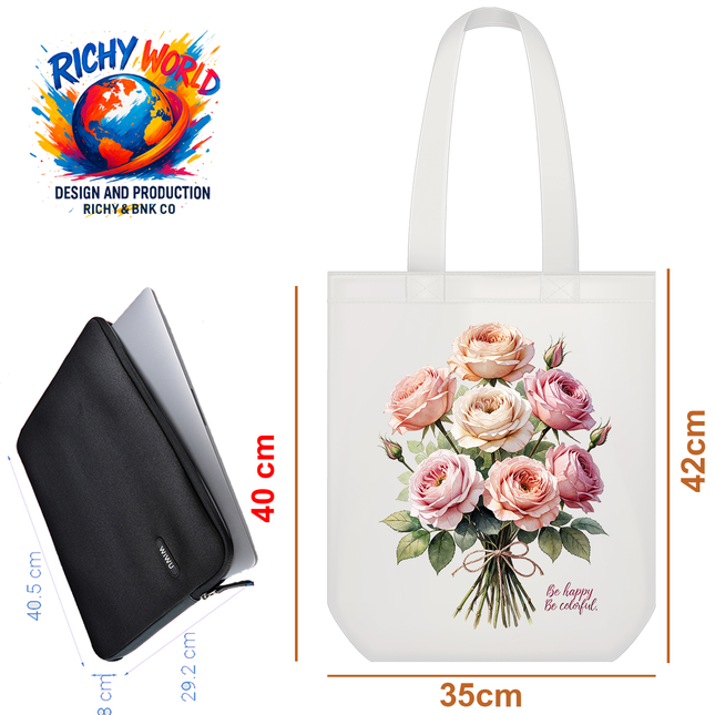 Pink Rose Romance Style 2 - Flower Tote Bag – Eco Canvas