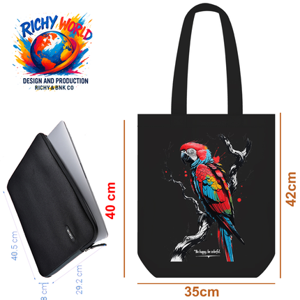 Colorful Giant Perrot Bird Tote Bag – Eco Canvas