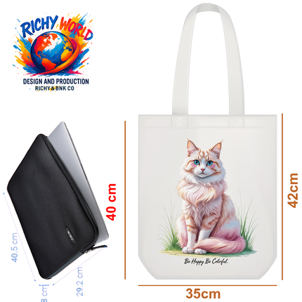 Fluffy Blue Eyes - Cat Tote Bag – Eco Canvas