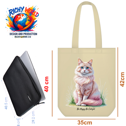 Fluffy Blue Eyes - Cat Tote Bag – Eco Canvas