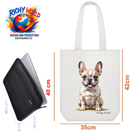 Happy French Bulldog - Dog Tote Bag – Eco Canvas