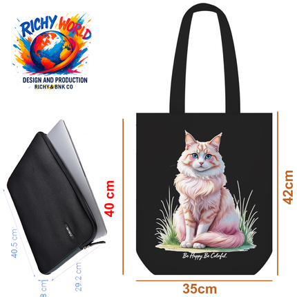 Fluffy Blue Eyes - Cat Tote Bag – Eco Canvas