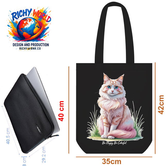 Fluffy Blue Eyes - Cat Tote Bag – Eco Canvas