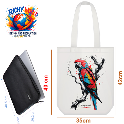 Colorful Giant Perrot Bird Tote Bag – Eco Canvas