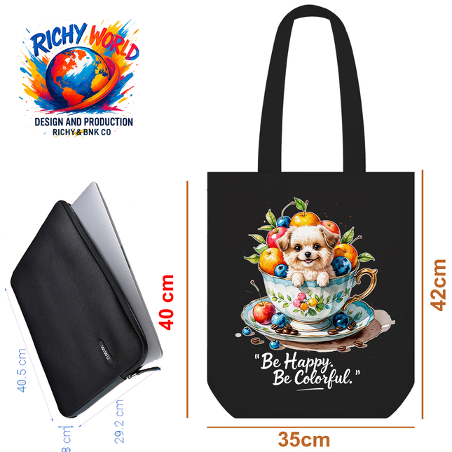 Cute Puppy &Plum - Dog Tote Bag – Eco Canvas