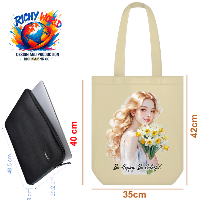 Beautiful girl with Sunshine Smile - Lifestyle Bag Tote – Eco Canvas