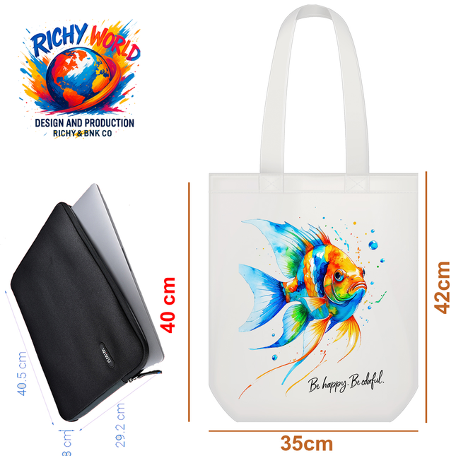 Orange Angle Fish - Tote Bag (Black, White, Beige) – Eco Canvas