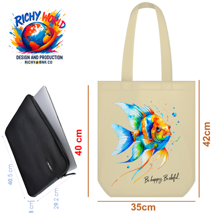 Orange Angle Fish - Tote Bag (Black, White, Beige) – Eco Canvas