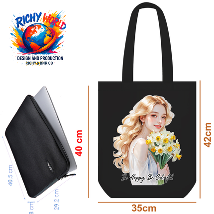 Beautiful girl with Sunshine Smile - Lifestyle Bag Tote – Eco Canvas