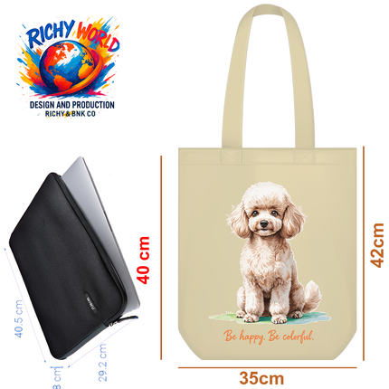 Happy Poodle Portrait - Dog Tote Bag – Eco Canvas