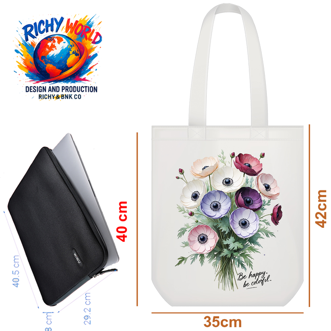 Bouquet Anemone  - Flower Tote Bag – Eco Canvas