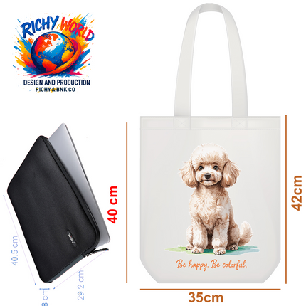 Happy Poodle Portrait - Dog Tote Bag – Eco Canvas