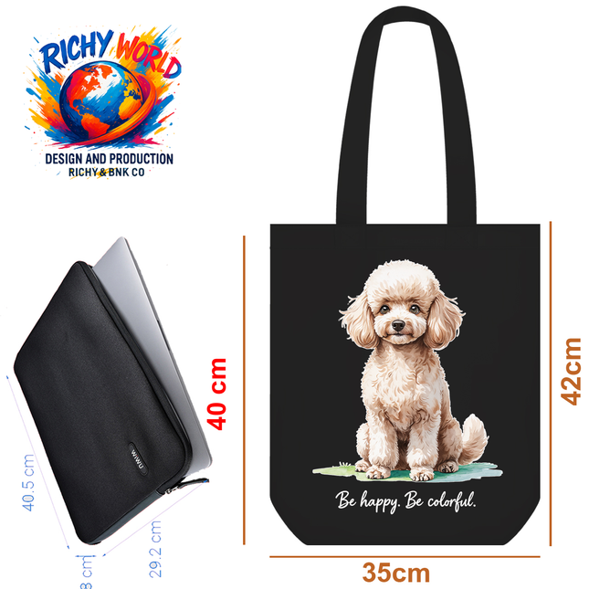 Happy Poodle Portrait - Dog Tote Bag – Eco Canvas