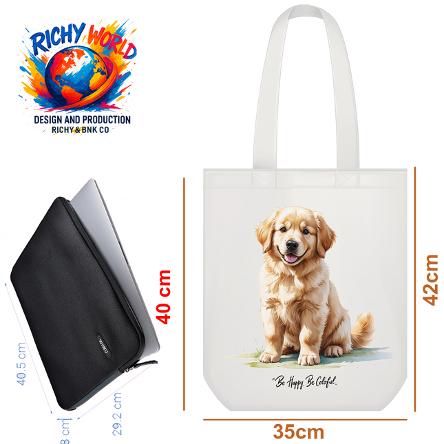 Happy Golden Retriever - Dog Tote Bag – Eco Canvas